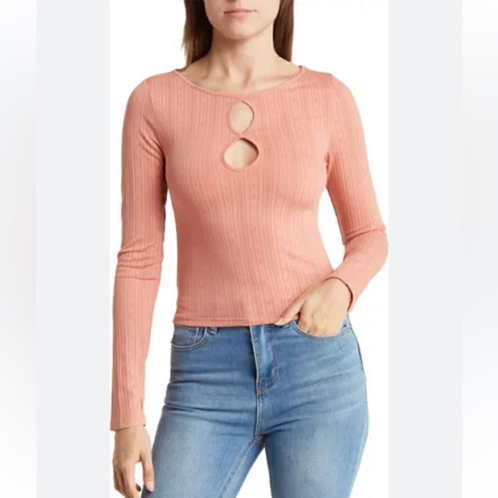 Abound | Ribbed Knit Keyhole Top